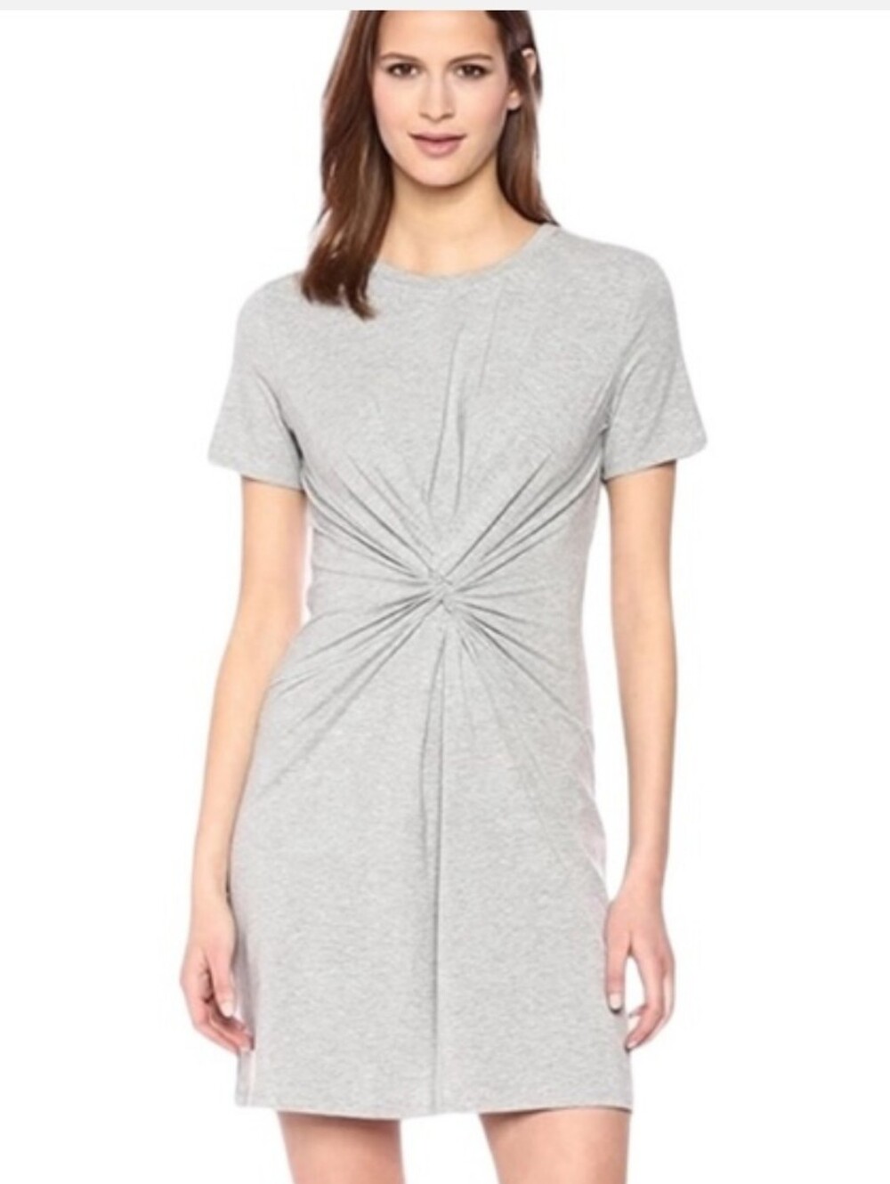 Theory heathered gray Style Knot short sleece tee dress